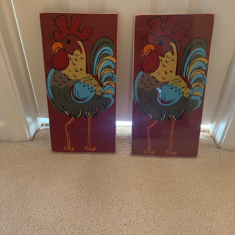 Colorful Rooster Wall Decor Set